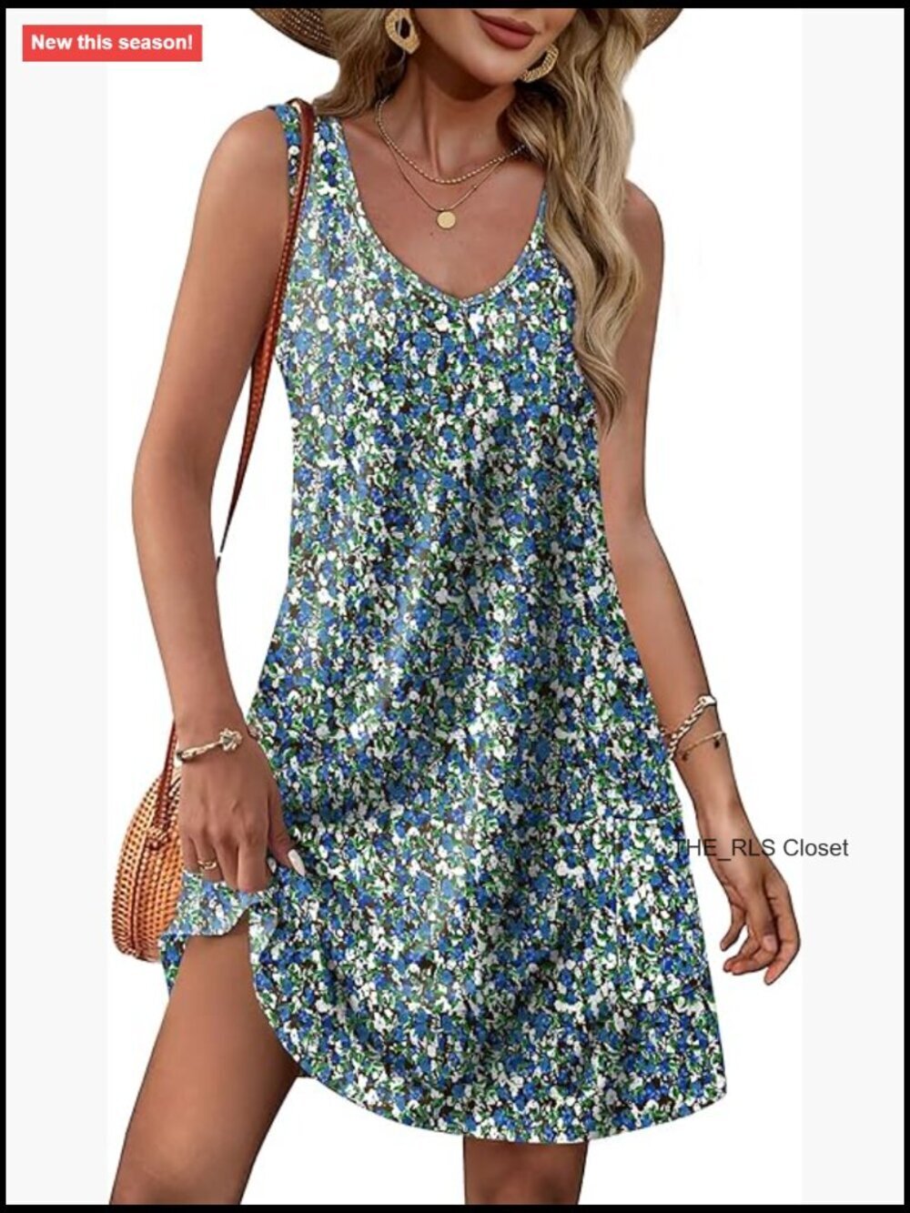 Loose V Neck Sleeveless Sundress Swimsuit Coverup with Pockets